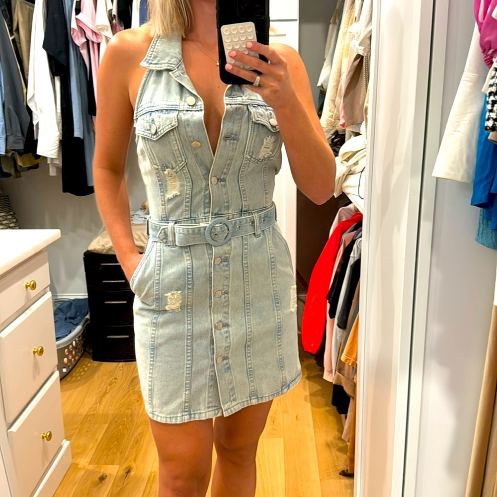 New Jean halter top dress great for a Nashville trip or a night out